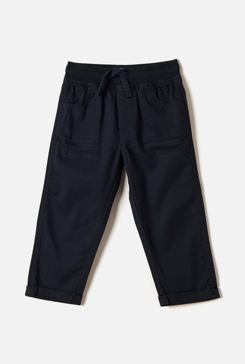 Juniors Solid Trousers with Drawstring Closure
