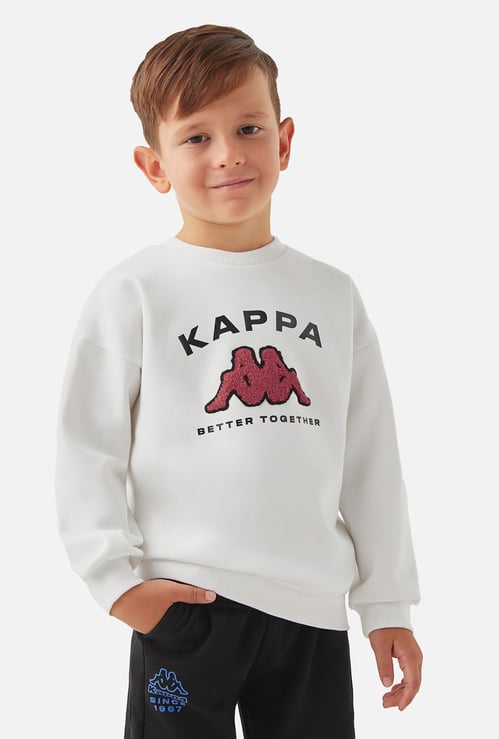 Kappa Chenille Embroidered Sweatshirt with Long Sleeves and Crew Neck