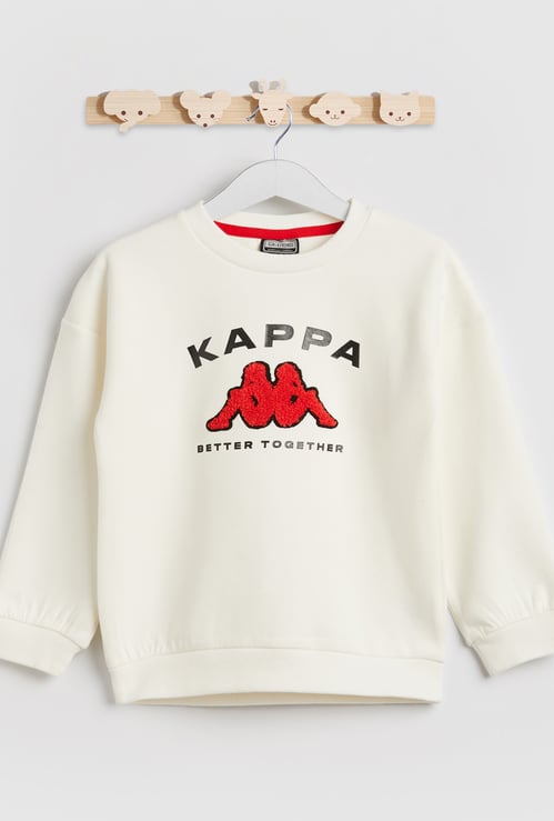 Kappa Chenille Embroidered Sweatshirt with Long Sleeves and Crew Neck