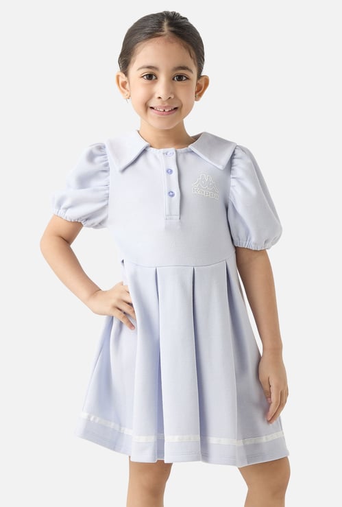 Kappa Pleated Tennis Dress with Puff Sleeves