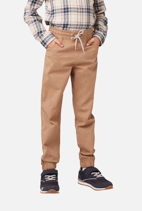 Juniors Solid Jogger Trousers with Drawstring Closure and Pockets