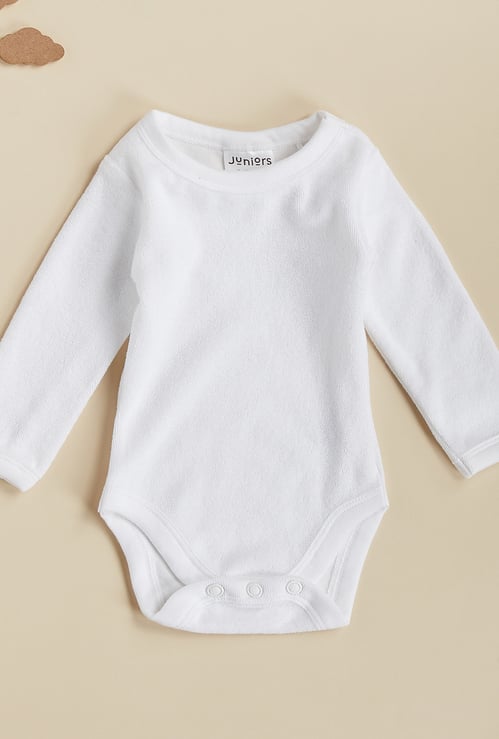Juniors Solid Long Sleeves Bodysuit with Round Neck