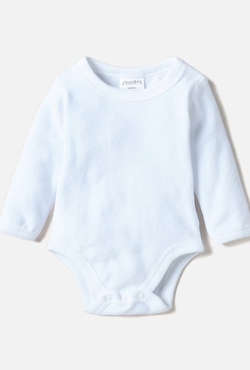 Juniors Solid Long Sleeves Bodysuit with Crew Neck