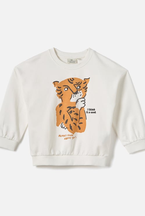 Juniors Tiger Print Sweatshirt with Long Sleeves