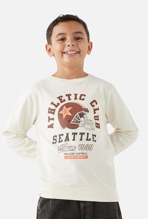 Juniors Typographic Print Pullover with Long Sleeves