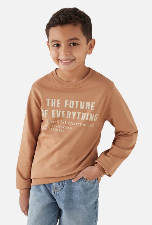 Juniors Typographic Print Pullover with Long Sleeves