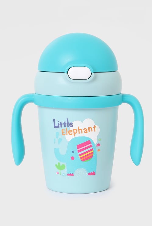 Juniors Elephant Print Sippy Cup with Press Button Closure and Handles - 250 ml