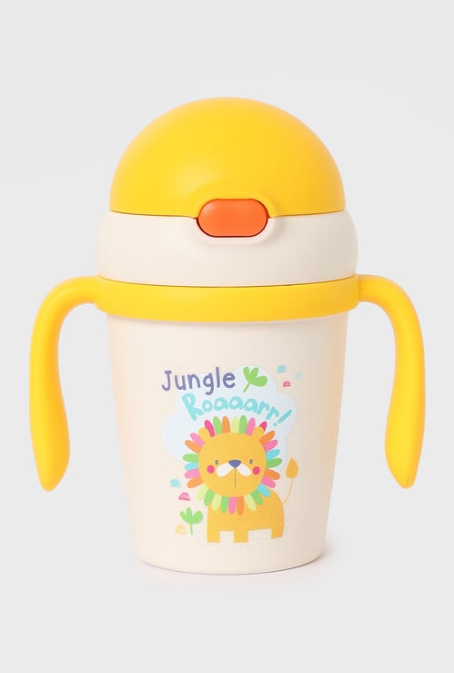 Juniors Elephant Print Sippy Cup with Press Button Closure and Handles - 250 ml