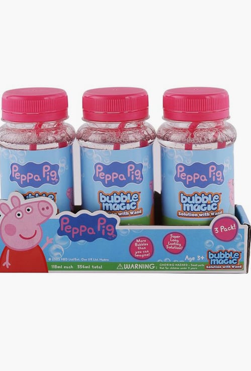 Bubble Magic Peppa Pig Bubble Solution with Wand - Set of 3 - 118 ml