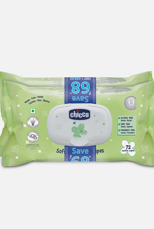 Chicco Baby Moments Wipes Fliptop Bipack - 144Pcs