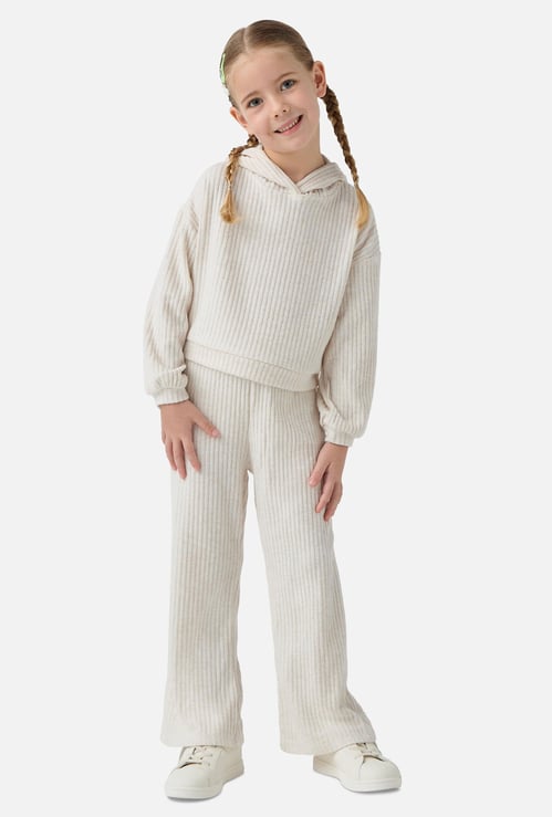 Juniors Ribbed Hooded Sweatshirt and Elasticated Pants Set
