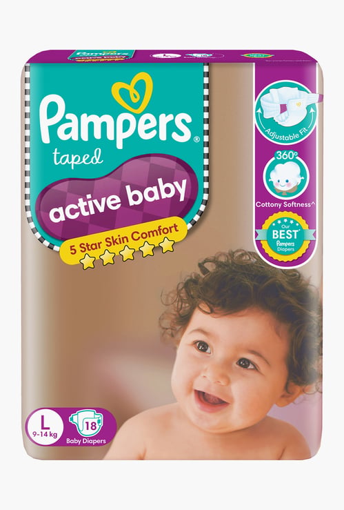 Pampers Active Baby Taped Diaper - Size L - Pack of 18