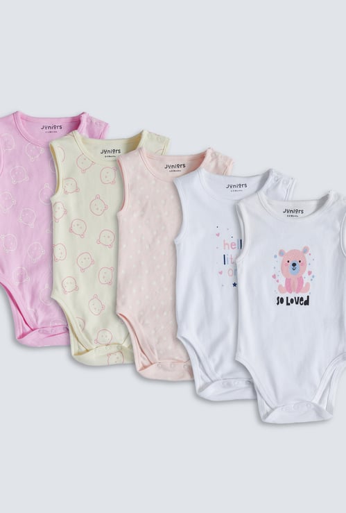 Juniors Printed Sleeveless Bodysuit - Set of 5