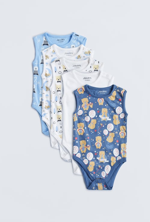 Juniors Printed Sleeveless Bodysuit - Set of 5