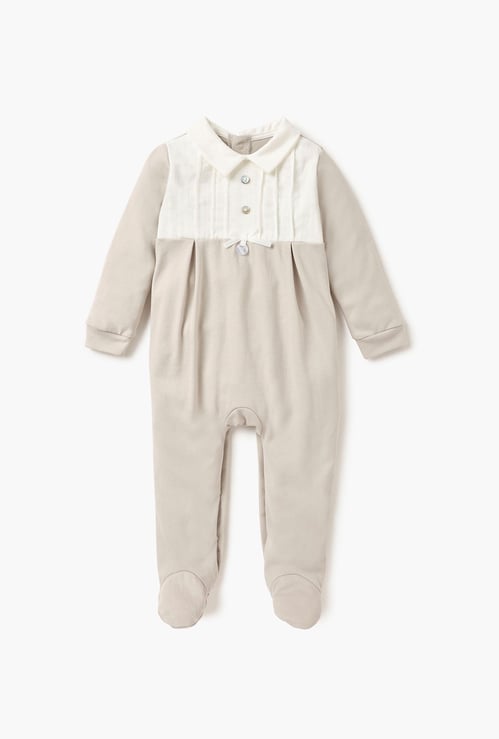 Giggles Colourblock Closed Feet Sleepsuit with Button Closure