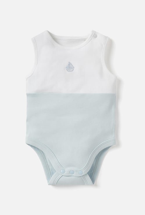 Giggles Sail Boat Embroidered Sleeveless Bodysuit