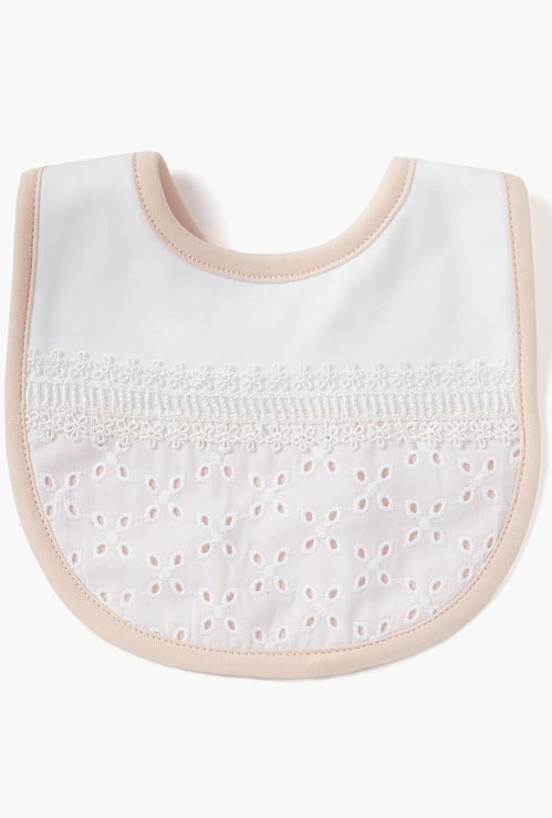Giggles Schiffli Muslin Bib with Button Closure