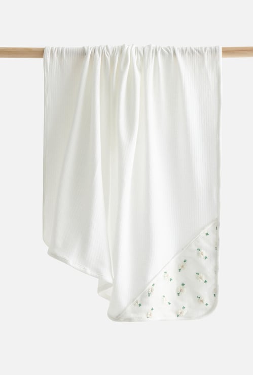 Giggles Floral Embroidered Receiving Blanket - 70x70 cm