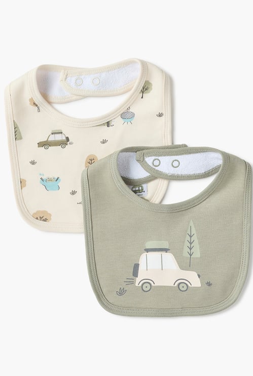 Juniors Printed Bib with Snap Button Closure - Pack of 2