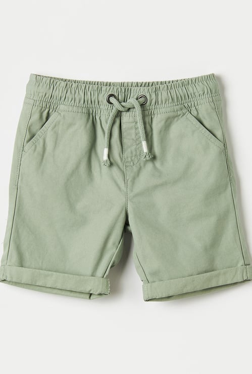 Juniors Solid Shorts with Drawstring Closure and Pockets