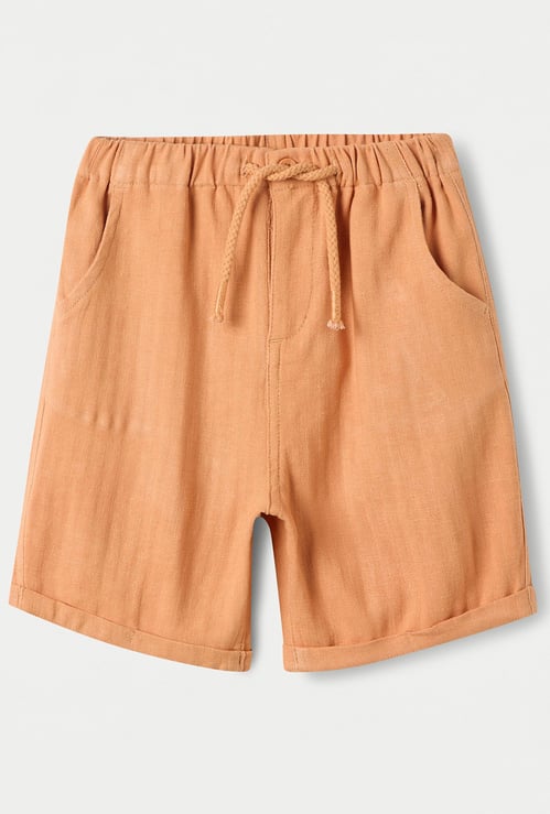 Juniors Solid Shorts with Drawstring Closure and Pockets