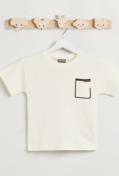 Kappa Panelled T-shirt with Chest Pocket and Short Sleeves