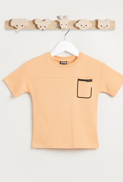 Kappa Panelled T-shirt with Chest Pocket and Short Sleeves