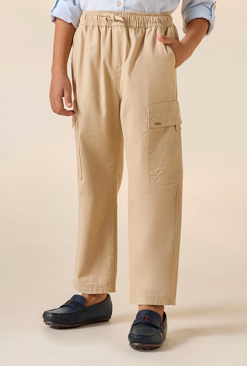 Juniors Solid Cargo Pants with Drawstring Closure