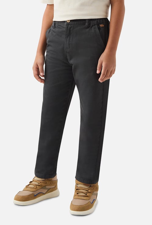 Juniors Boys' Solid Jeans with Pockets and Button Closure