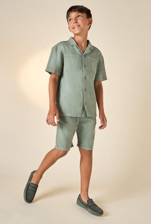 Juniors Solid Resort Shirt and Shorts Set