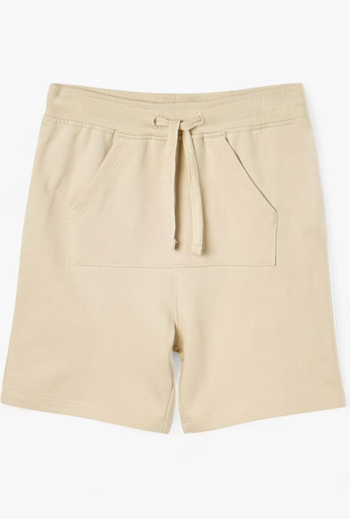 Juniors Solid Shorts with Drawstring Closure and Pockets