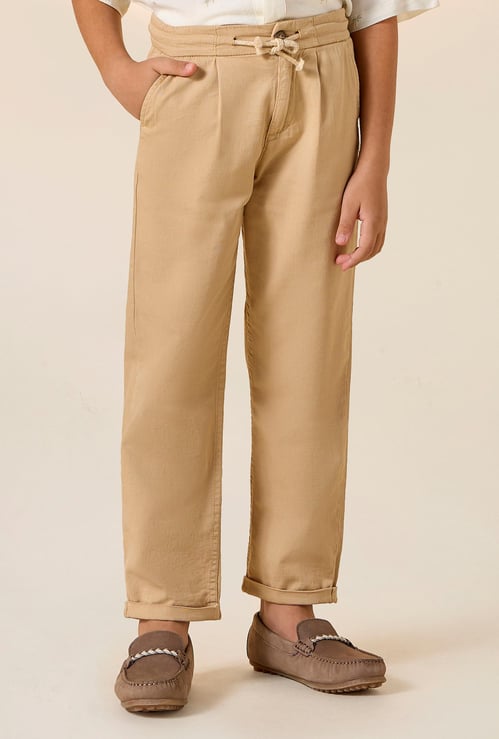 Juniors Solid Pants with Pockets and Drawstring Closure