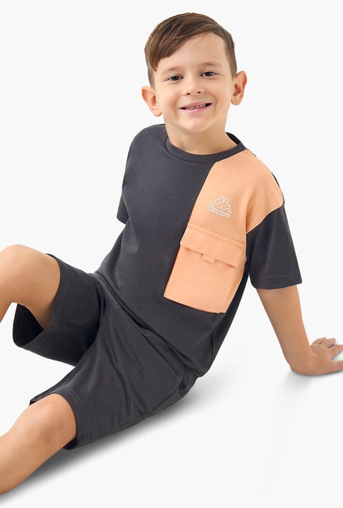 Kappa Colourblocked Crew Neck T-shirt and Elasticated Shorts Set