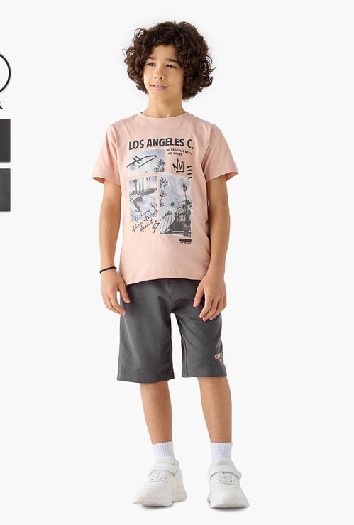 Juniors Printed T-shirts and Shorts - Set of 3