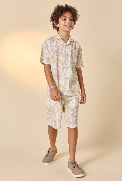 Juniors All-Over Print Shirt and Shorts Set