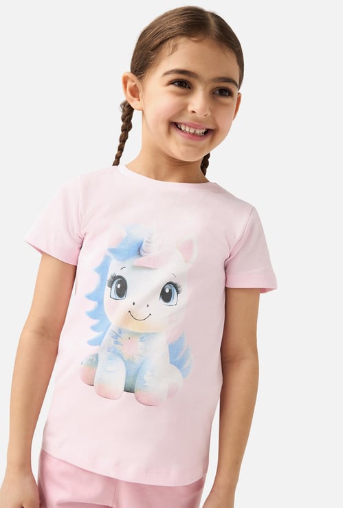 Juniors Unicorn Print T-shirt and Pyjama Set