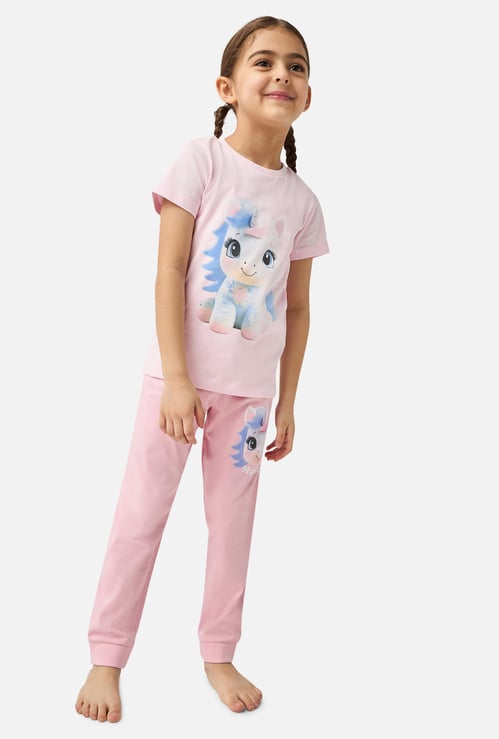 Juniors Unicorn Print T-shirt and Pyjama Set