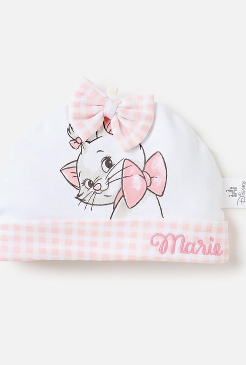 Marie Cat Print Beanie with Bow Detail