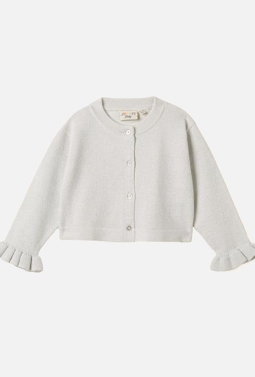 Juniors Textured Cardigan with Long Sleeves