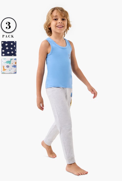 Juniors Printed Vest with Crew Neck - Set of 3