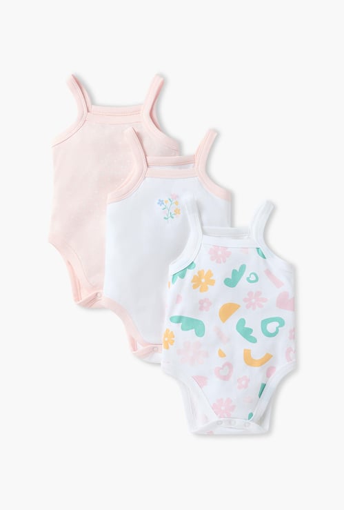 Juniors Printed Strappy Bodysuit - Set of 3