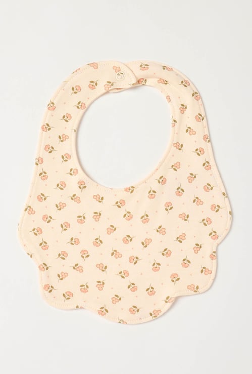 Juniors Floral Print Bib with Button Closure