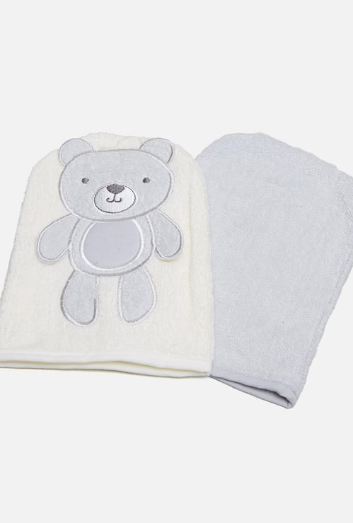 Juniors Embroidered Patch Wash Mitten - Set of 2