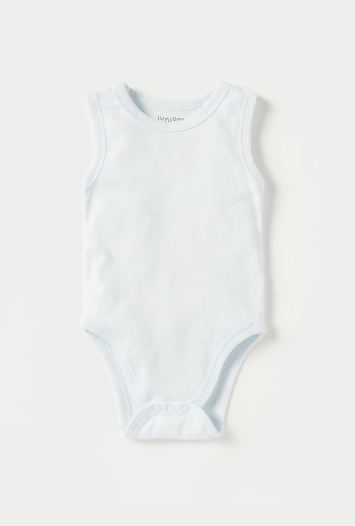 Juniors Solid Sleeveless Bodysuit with Snap Button Closure