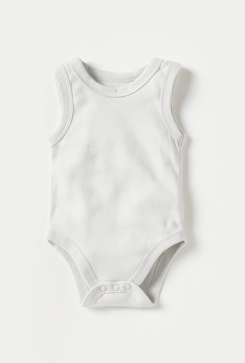 Juniors Solid Sleeveless Bodysuit with Snap Button Closure