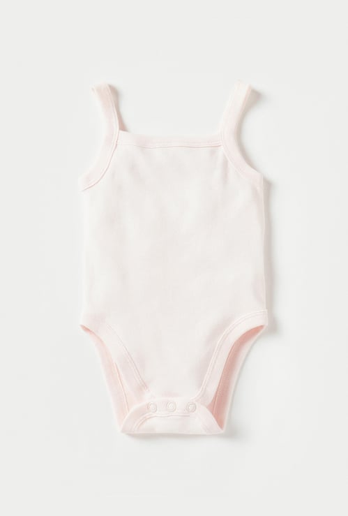 Juniors Solid Sleeveless Bodysuit with Snap Button Closure