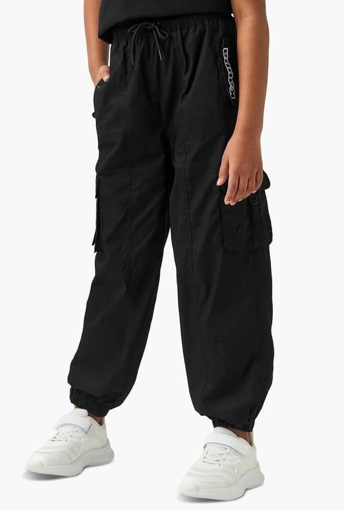 Kappa Logo Print Cargo Joggers with Drawstring Closure