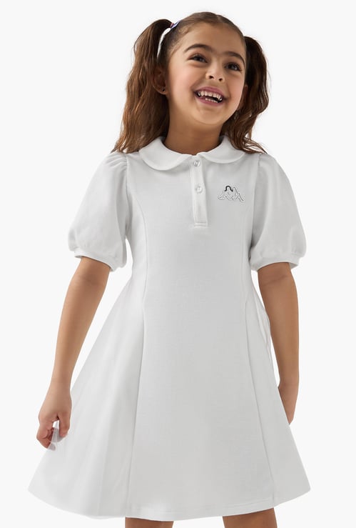 Kappa Logo Print Polo Dress with Short Sleeves and Button Placket