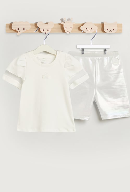 Kappa Mesh T-shirt and Metallic Cycling Shorts Set