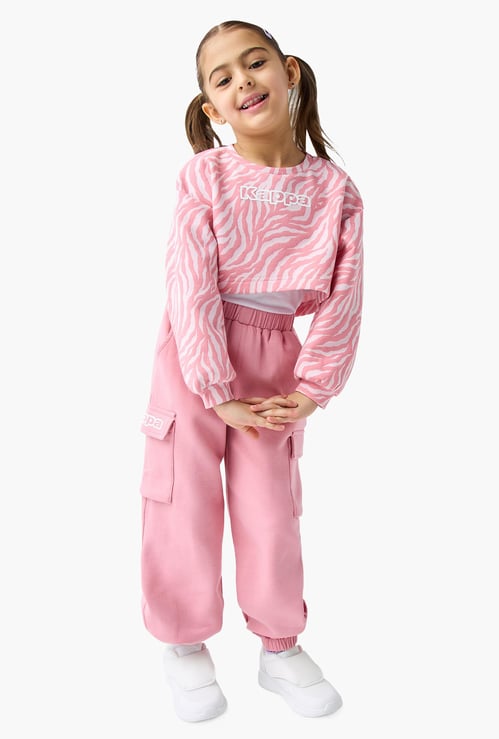 Kappa Printed Cropped Sweatshirt and Joggers Set